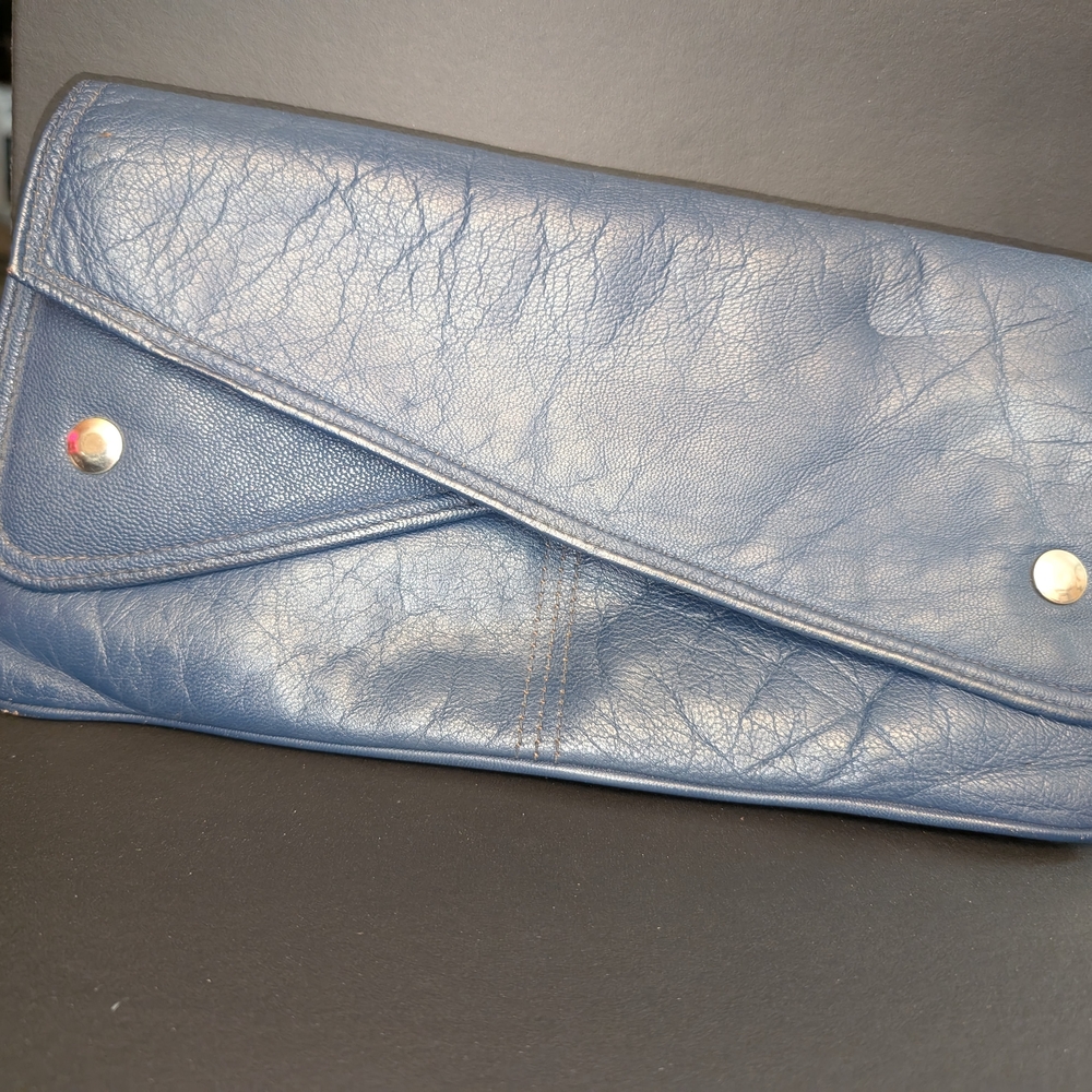 Elegant Blue Leather Clutch